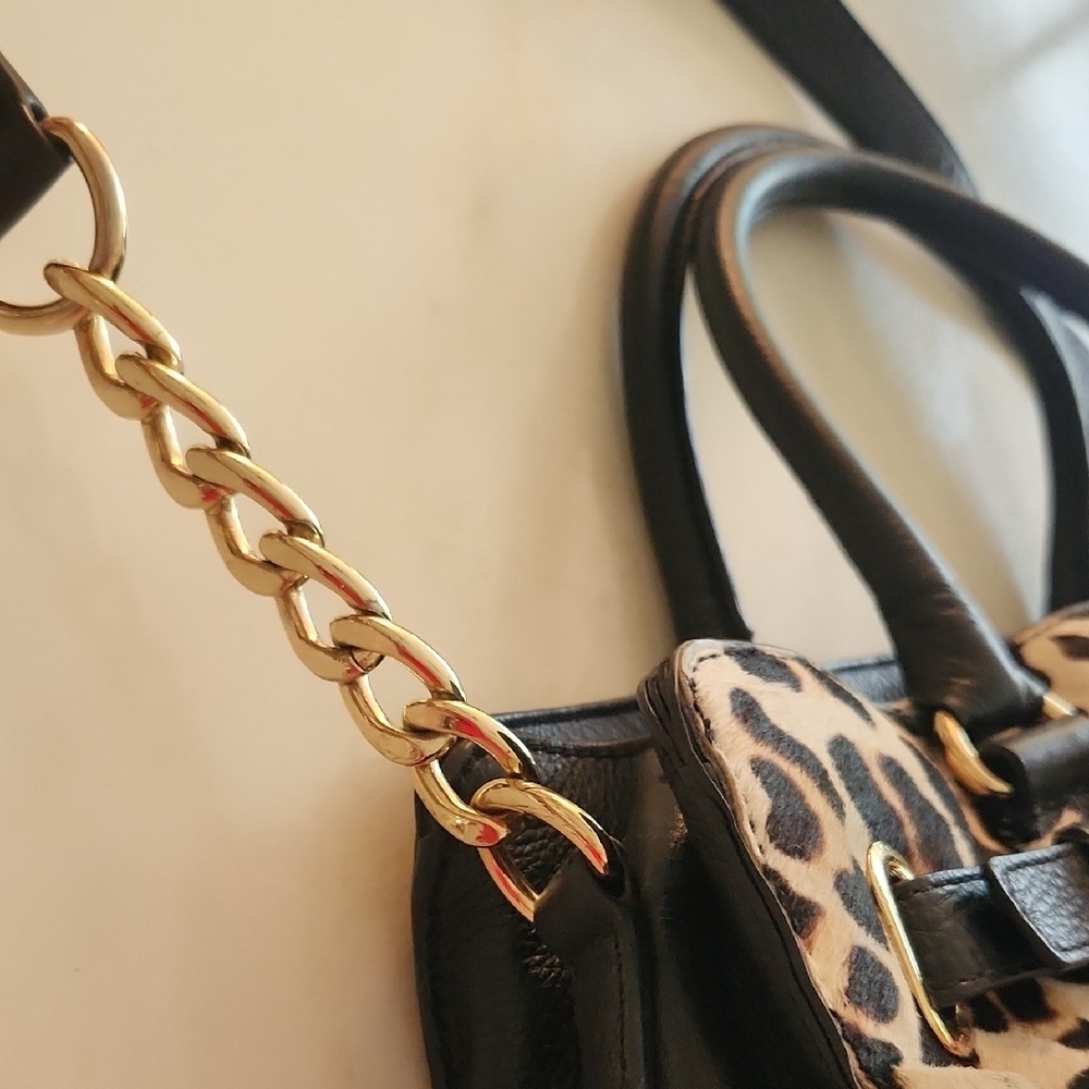 Michael Kors Leopard Print Satchel with Black Details - Picture 12 of 16